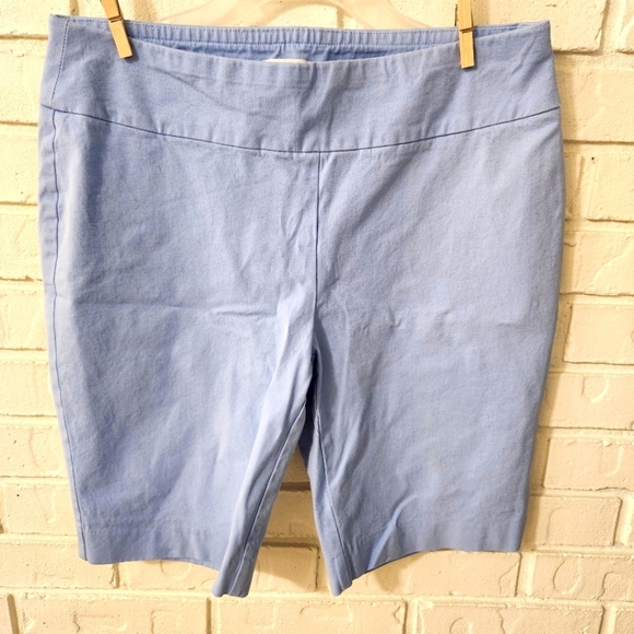 Crown & Ivy Blue Bermuda Shorts Tailored Cotton Blend - Picture 1 of 4